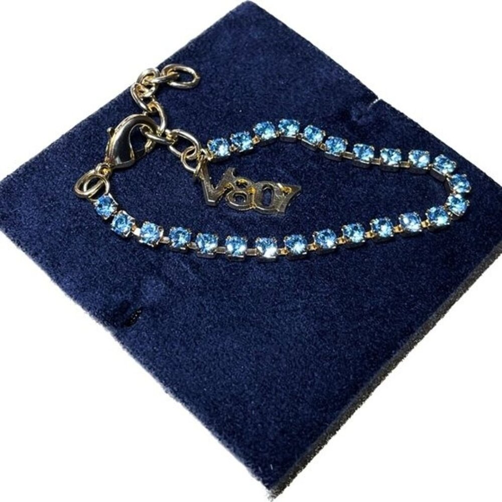 Vico Cristallini .925 Sterling Silver Blue Swarovski 8" Tennis Bracelet